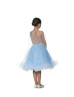 Cape Sleeves Blue Beaded Tulle Flower Girl Dress
